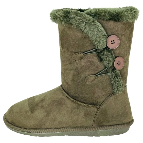 Sugar Marty Army Green Microfiber Suede Over The Ankle Womens Cozy Boots Size 8M - Picture 3 of 12
